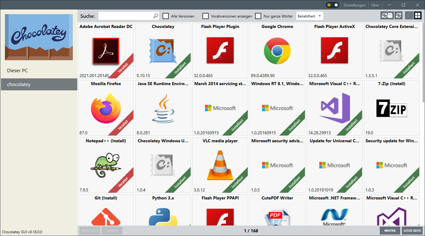 Eine grafische Benutzeroberfläche für Chocolatey